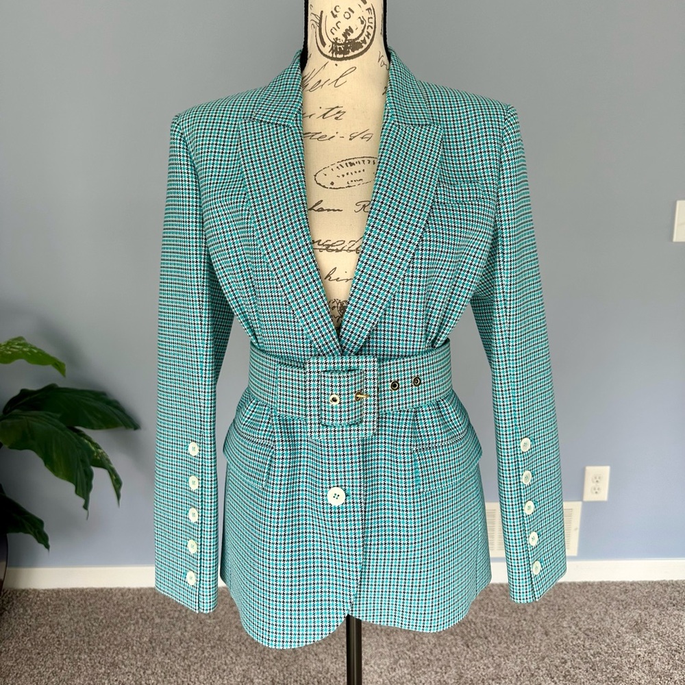 Michael Kors Collection Aquamarine Multi Spring Jacket Size 6